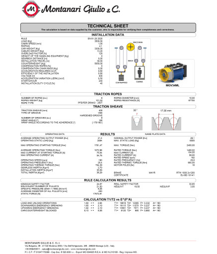 Безредукторная лебедка 3500 кг, 1 м/с, 28 кВт, Montanari Giulio & C. MGV34ML